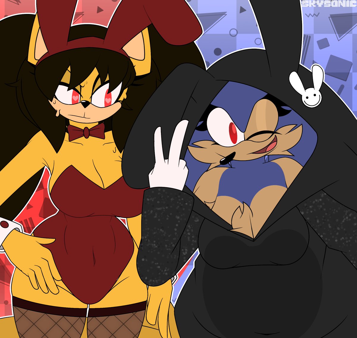 SkySonic_'s tweet photo. [[Happy Easter 2024!! 🥕🐱🥕🦔]]
-The 2 silly virus ladies in 2 different bunny themed outfits! Suit &amp; Onesie!

-I'm glad that I finished it in time!

#HEARTHYVBSSWEEP #MALIEOSSWEEP #easter2024 #EasterDay https://t.co/iNH8gPImQw