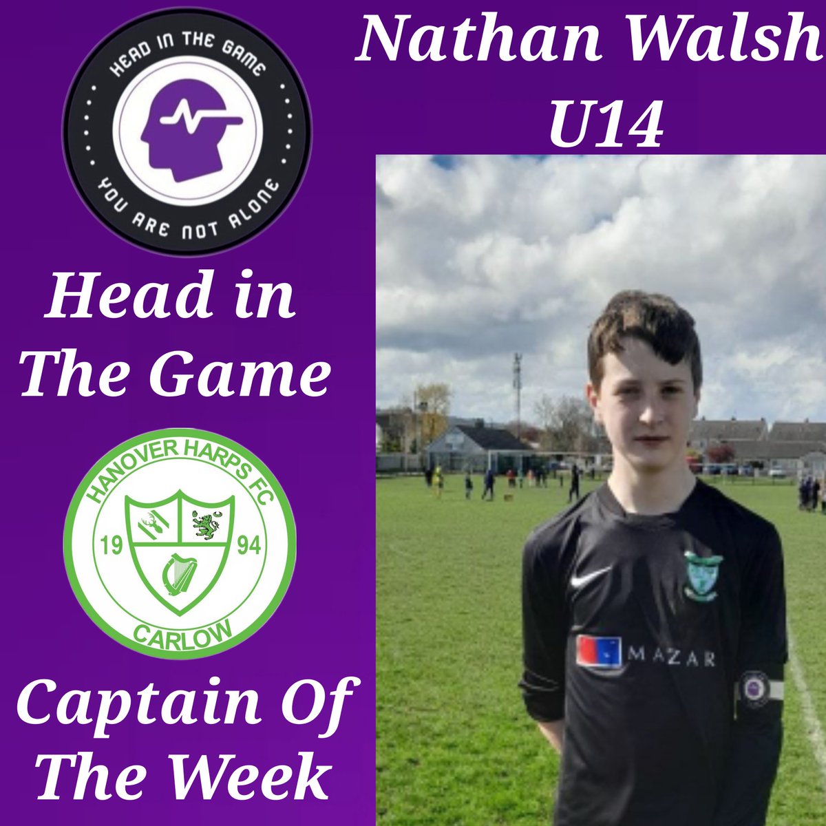 Hanover Harps encourage all the teams to rotate the captains to promote inclusion. With the @HeadInTheGameIE captains armband initiative it gives us a opportunity to highlight our fine players and how sport encourages positive mental health. @carlowMHA @Carlow_Co_Co @Pres_Carlow