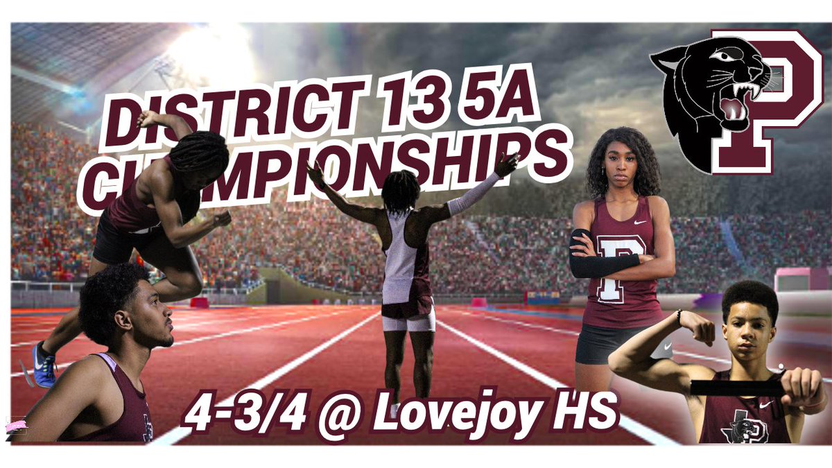 Championship Week! District Championships begin Wednesday 4-3 at Lovejoy high at 10a, and Finals are on Thursday 4-4 at 6p.  Survive and Advance! #ClimbTheHill #PantherTrackandField #BeIntentional