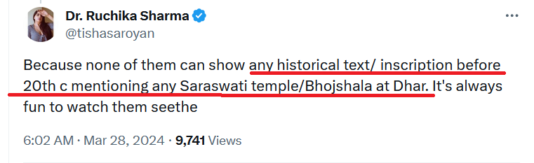 To summarize, there are many texts and inscriptions before 20th century which mention Sarasvati temp...