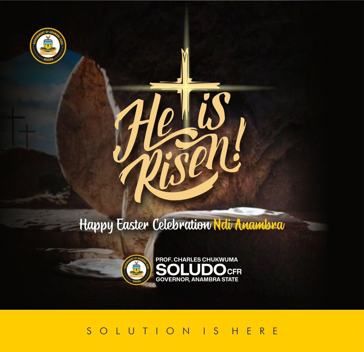 CCSoludo's tweet photo. Happy Easter! 

May the victory of Christ's resurrection continue to manifest in all our endeavours. 

C.C. Soludo CFR https://t.co/YSNfMdmPCn
