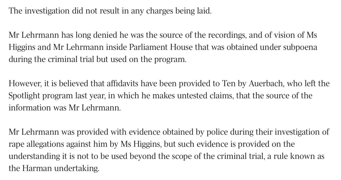 Wow so Ten’s application to re-open the Bruce Lehrmann case apparently relates to an alleged contempt of court by Bruce! It’s alleged he took evidence received under subpoena during his criminal trial & gave it to Channel 7! And lied about it 👀