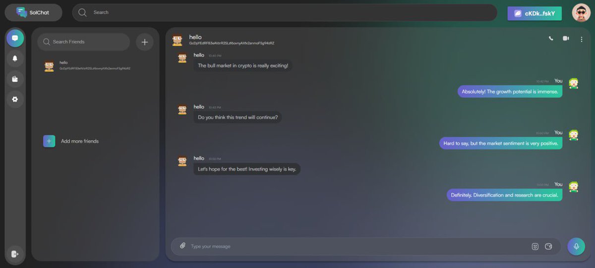 SolChatCoin's tweet photo. Great news! 

We have released the devnet version of our v2 (fee optimized), and we have currently enabled the chat module. In the coming days, we plan to release the mainnet version, which will include features such as group chats,  (SNS), media, audio calls, video calls, screen sharing, Live streaming  and more.

DApp: https://t.co/11Q5ODSIy4

We will migrate the mainnet version of our v2 SolChat to the default URL https://t.co/24hP6GUU9s within 48h