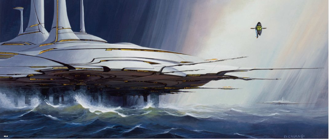 March 30, 2000: Star Wars: Attack of the Clones: Doug Chiang’s art shows Jango Fett’s Slave I approaching Tipoca City: 'I was trying to capture a break in the weather & a shaft of sunlight is highlighting the city but the rain & winds are still powerful.” youtu.be/Ocm__ZQTZVk