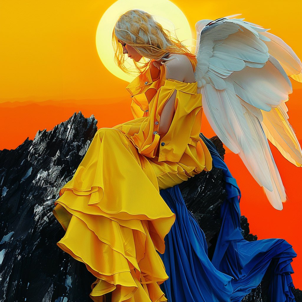 Nate_Midnite's tweet photo. Sunrise with an Angel

 #midjourney #aiart #guardian #angel #lonelinesss #peace #sunrise https://t.co/oQnclguicP