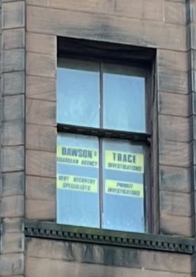 Thought ⁦@Beathhigh⁩ would like this. Spotted this private investigator’s office in Glasgow in a building which looked almost derelict.