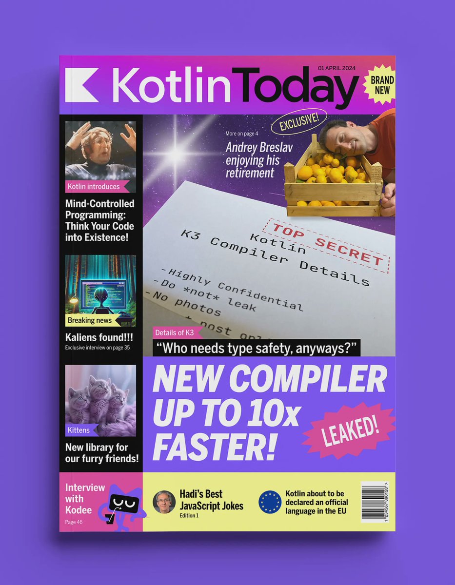 We're excited to announce our brand-new Kotlin Today Magazine! 🌟🎉💪 Download the first edition as a free PDF while it's still fresh on kotlintoday.com!