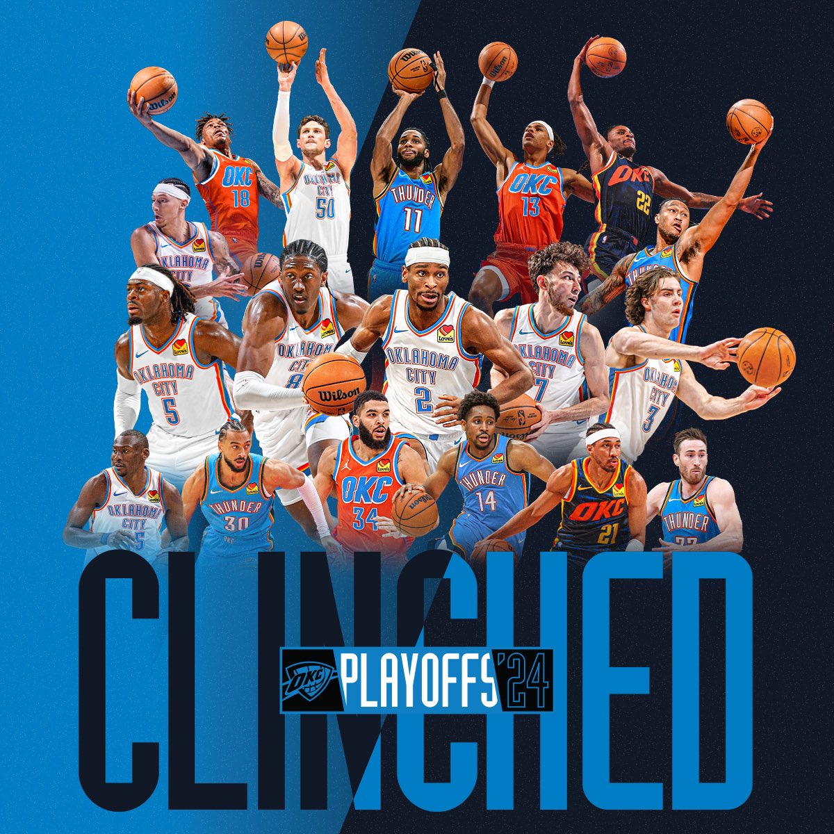 Earned it through work ⚡ Thunder clinches 12th postseason appearance since 2010, second most in the NBA  #ThunderUp