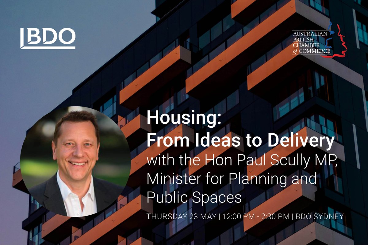 🏠 Don't miss our business lunch on Housing, featuring guest speaker, The Hon Paul Scully MP, NSW Minister for Planning and Public Spaces! 🌟 Gain firsthand insights into government ambitions for housing growth and the vital role of private investment: britishchamber.com/events/event-d…