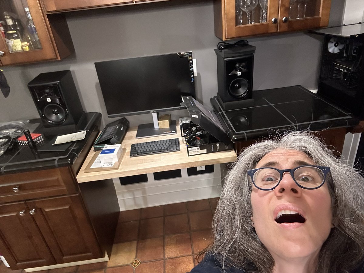 Don't cheat. Post the last pic of yourself.

In which I take increasingly successful selfies trying to show the kitchen office we built. Last one nailed it