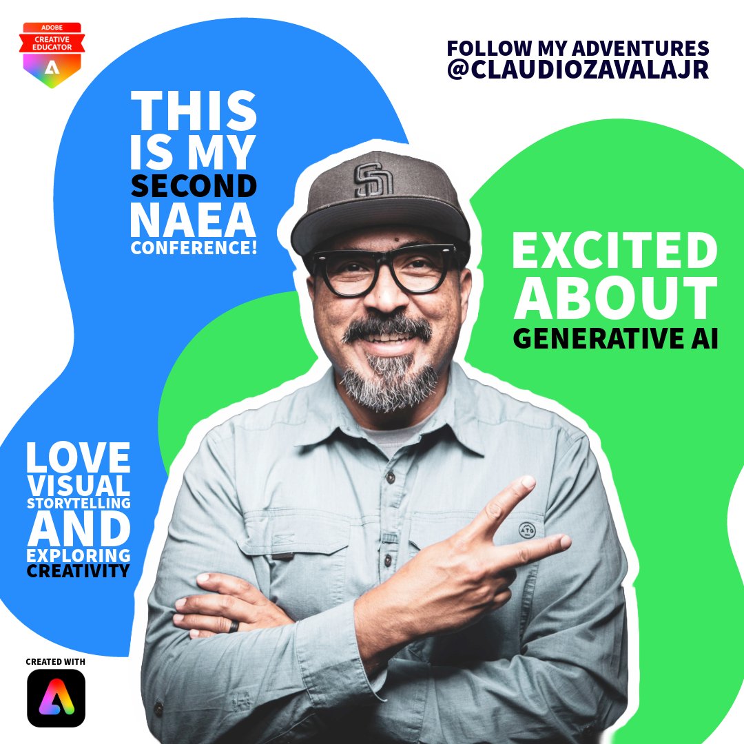 ClaudioZavalaJr's tweet image. Are you going to #NAEA24 ?

Join the Adobe EDU team &amp;amp; me as we dive into digital creativity 

Here's our schedule ➡️ adobe.ly/ace-naea

Share your excitement with this template ➡️ adobe.ly/naea-remix-tem…

Have fun creating ✌🏾

#AdobeEduCreative #AdobeExpress #NAEA