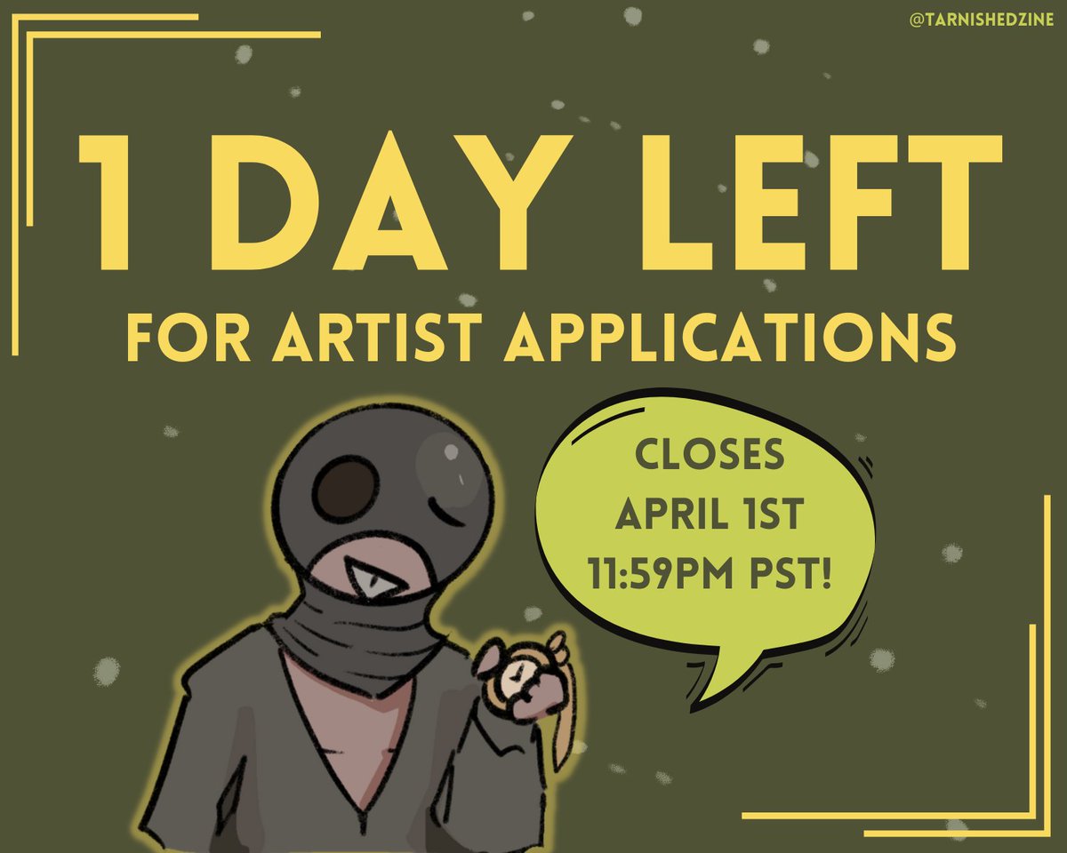 Almost there! ✨ We have seen so many amazing Tarnished in your applications and can't wait to meet them! Artists: forms.gle/R3LErTLgbTJT7a… Info doc: docs.google.com/document/d/1D7…