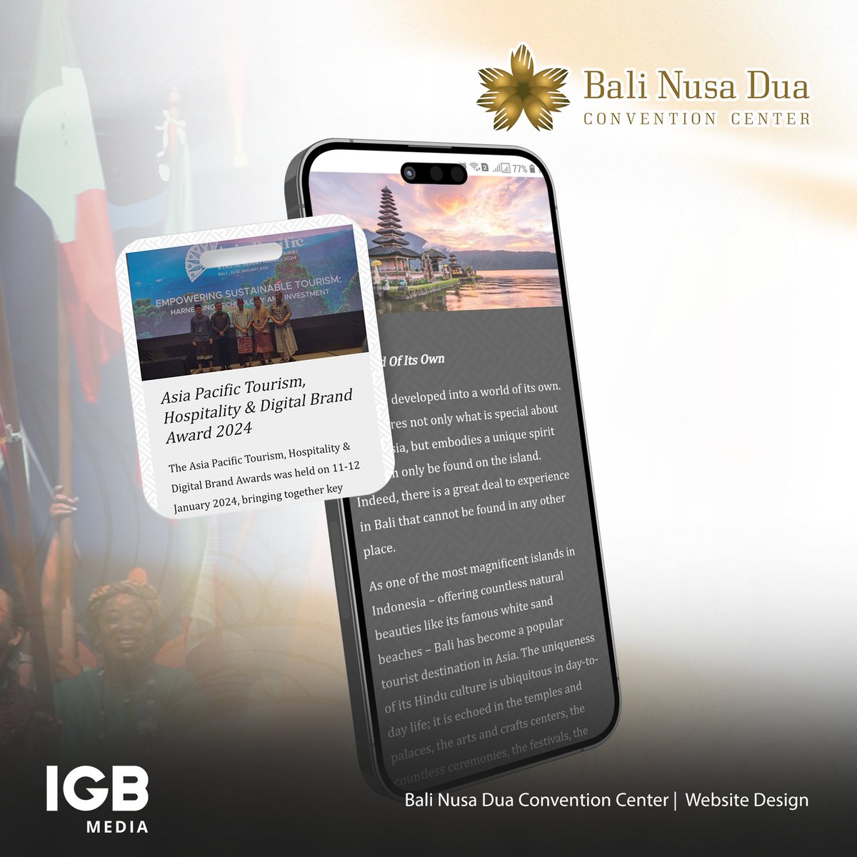 IGBMedia's tweet photo. Just as Bali Nusa Dua Convention Center has been a symbol of reliability and excellence, our partnership with them ensures a digital presence that matches their reputation. 

Client: Bali Nusa Dua Convention Center - Website Design
Living the Brand!

Produced by
IGB Media https://t.co/V1FLvF9O30