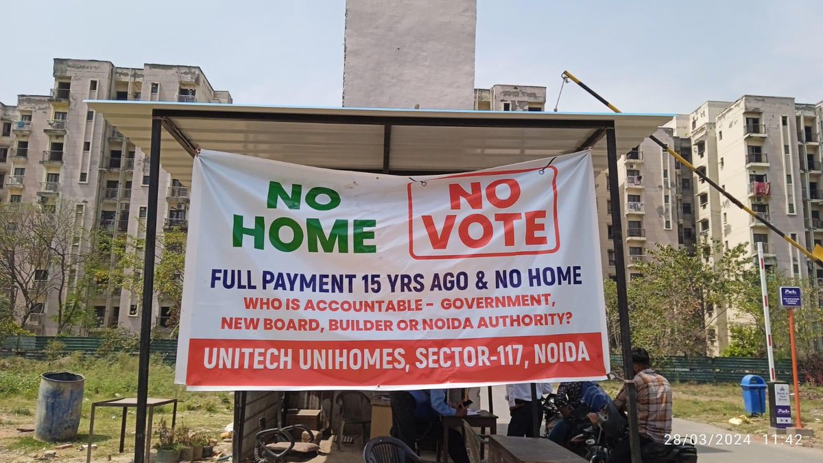 #NoHomeNoVote only NOTA @CeoNoida Instead of several reminders Noida Authorities and government pretending to be deaf and dumb and creating all obstacles in work to be started at the Unihomes Sector 117 Noida site. (1/5) @dr_maheshsharma @myogiadityanath