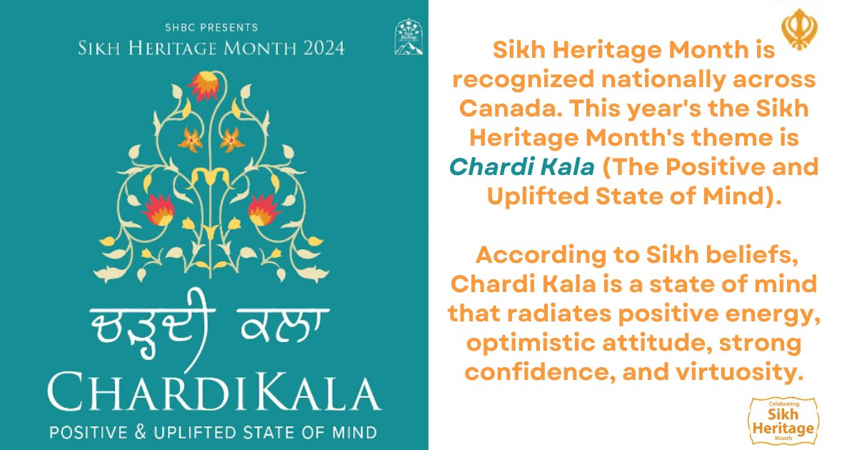 Sikh Heritage Month is proudly recognized at the @tdsb during the month of April. This year’s theme is: Chardi Kala, which can be translated to “eternal optimism” & a positive, uplifted state of mind.