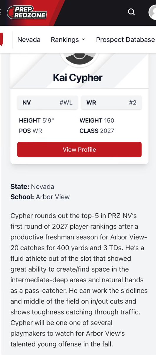 blessed to be ranked #5 in nevada for class of 2027🙏🏽@iamcoachMB @aggiefootball05 @lem_adams @PrepRedzoneNV @BrandonHuffman @ttherzog @Coach_Brentley