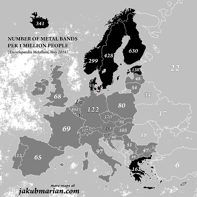MmmCardboard's tweet photo. @BornLik23266 Yes: What insight do you have into the correlations between the popularity of mëtal with a) Germanics in particular and b) Western Europeans, as defined by the Orthodox/Catholic border? (2nd is 16-bit version of 1st; illustrates boundary strikingly well.) https://t.co/zjiyKB38zs