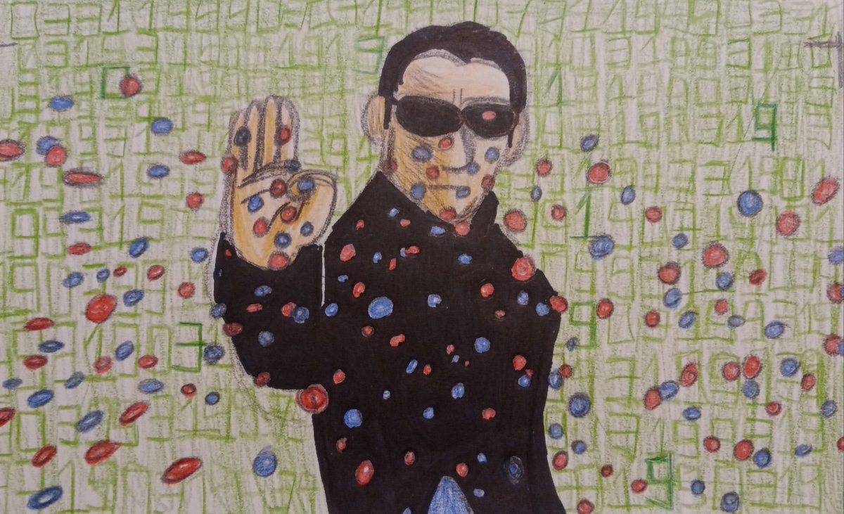 arman_waggoner's tweet photo. 25 years ago, Keanu Reeves stars as the one...who sees the world as computerized simulation-like thing(I think) through either from a red pill or a blue pill known as...THE MATRIX!!!😎🔴💊🔵💊 #TheMatrix #TheMatrix25 #KeanuReeves @warnerbros https://t.co/vyFMWpX2gH