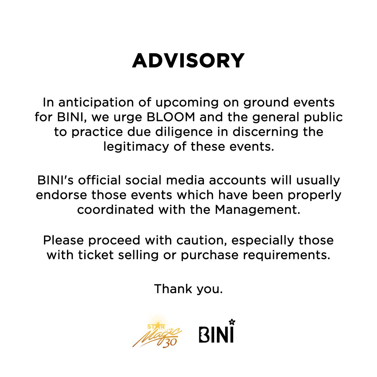 BINI_ph's tweet photo. #BINI : Advisory https://t.co/0pbv6Z4P1z