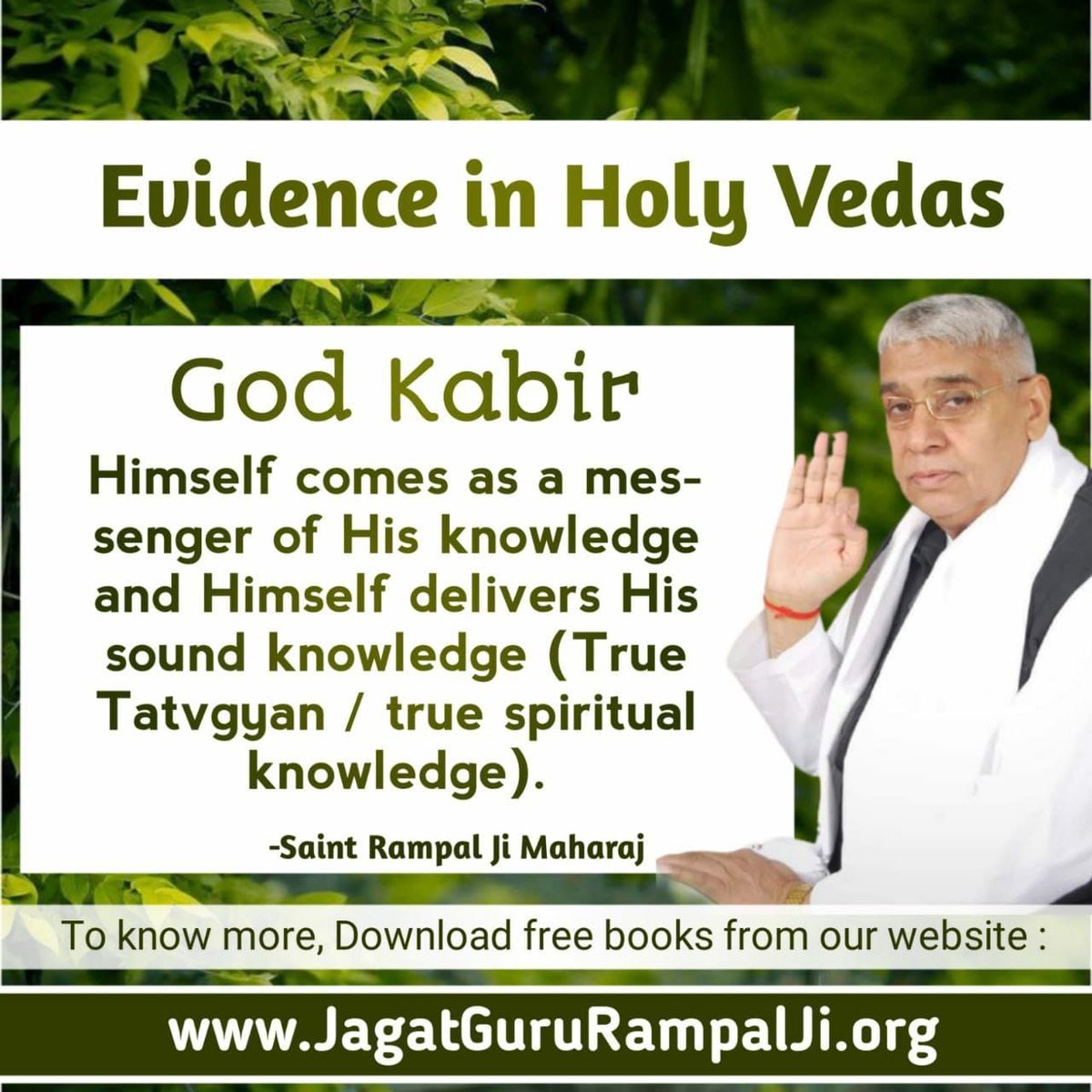 #GodMorningMonday
Evidence in Holy Vedas
God Kabir Himself comes as a messenger of His knowledge and Himself delivers His sound knowledge (True Tatvgyan / true spiritual knowledge).
 <a href="/SaintRampalJiM/">Sant Rampal Ji Maharaj</a> Maharaj