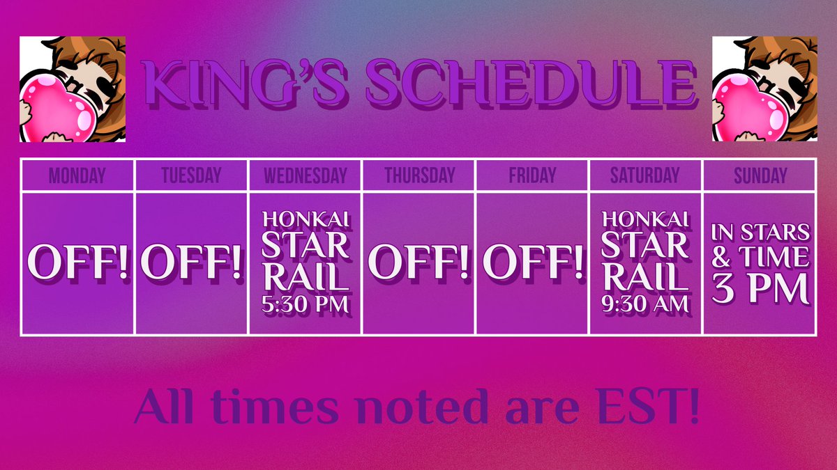 KingOTheCask's tweet image. Check out our schedule for the coming week! We&apos;re going to be doing some sponsored @honkaistarrail streams this week through #StreamElements so be sure to come by for more glorious gacha! #TwitchStreamer #SmallStreamerCommunity #SmallStreamersConnectRT #SupportSmallStreams