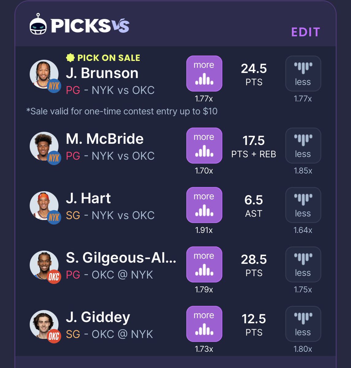 AlexCaruso's tweet image. Jalen Brunson HUGE DISCOUNT Parlay

$10 ➡️ win $180 

There’s also TWO PROMOS you get if you’re a New User on Sleeper

DeMar DeRozan Over 0.5 Points
Luka Doncic 33.5➡️26.5 Points

You can unlock them BOTH using⬇️

Code CARUSO for up to $500 Deposit Match sleeper.com/promo/CARUSO