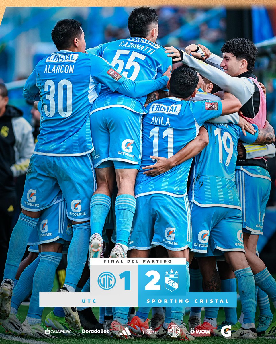 ClubSCristal's tweet photo. 🔚 Final del partido en Cajabamba.
¡Nos llevamos los 3 puntos y el liderato a La Florida! ⚽️💪

UTC 1 - 2 Sporting Cristal

#FuerzaCristal https://t.co/VOW588isY3