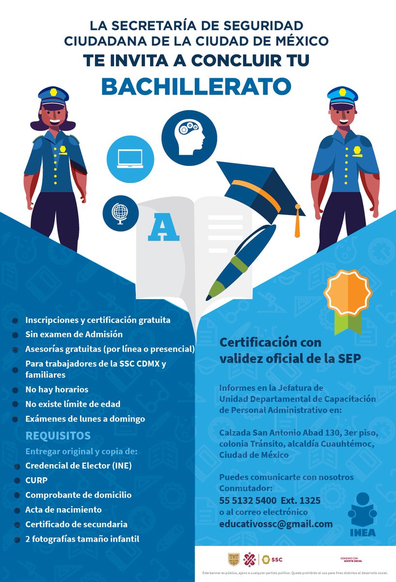 SSC_CDMX's tweet photo. La #SSC invita a compañeras, compañeros y familiares a concluir su #Bachillerato, estos son los requisitos para obtener una certificación con validez oficial de la #SEP. 👇🏻📝👨🏻‍🎓👩🏻‍🎓 https://t.co/0zZ84Rum2q
