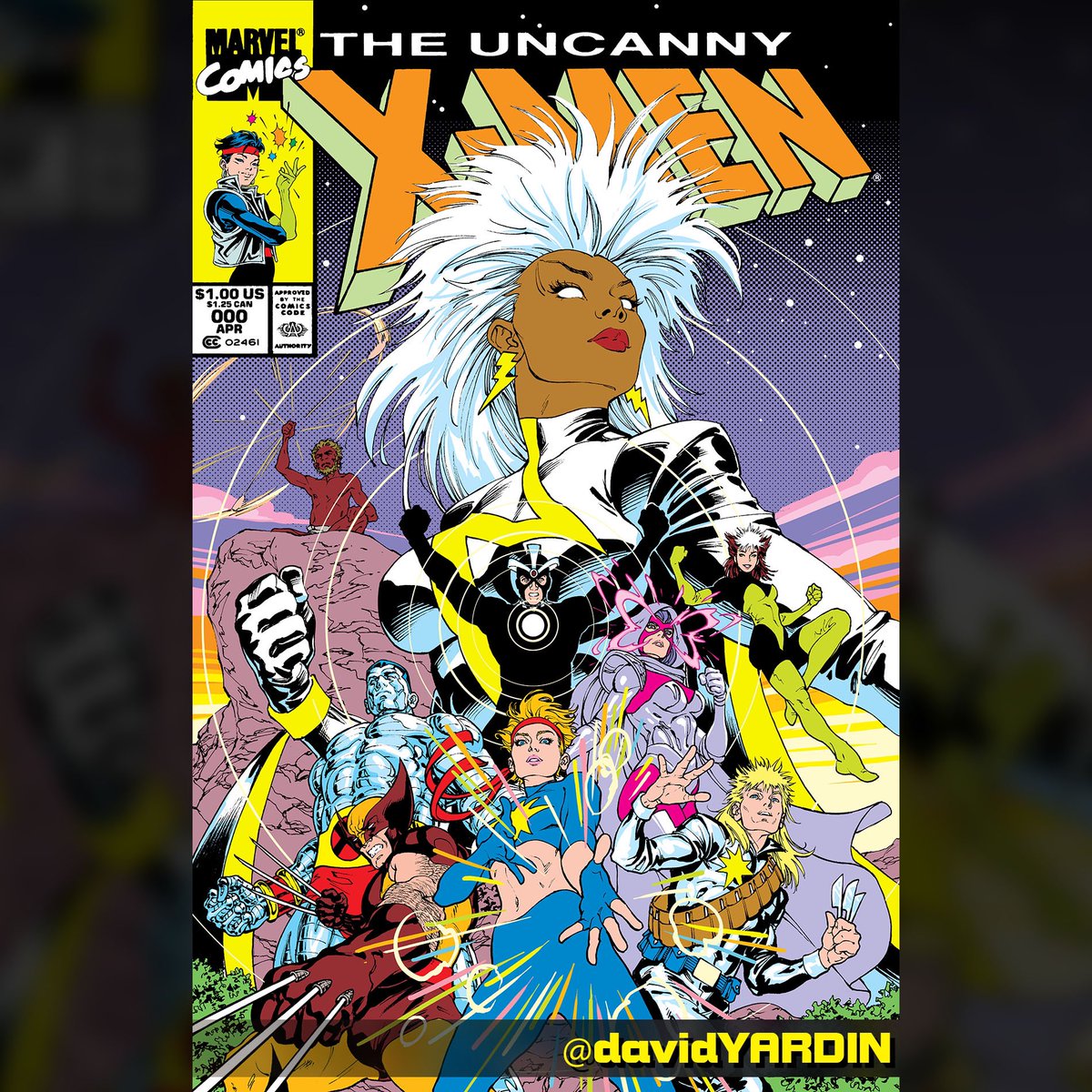 davidyardin's tweet photo. Let’s forget #XMen97 for a second &amp; go back to #XMen88! This is what it would have looked like if I was working on Uncanny #XMen in the 80’s. Now the only question that remains is should I turn this into a triple gatefold cover with all the villains and supporting cast? https://t.co/slGfmoJtoM