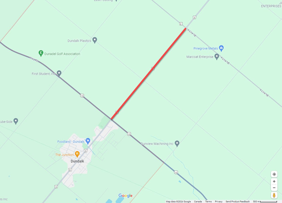 COLLISION: <a href="/DufferinCounty/">Dufferin County</a> Rd 9 north of Dundalk: the road is closed in both directions between County Rd 2 / 4 Line NE and #Hwy10 following a collision. #OPP on scene. ^nk
