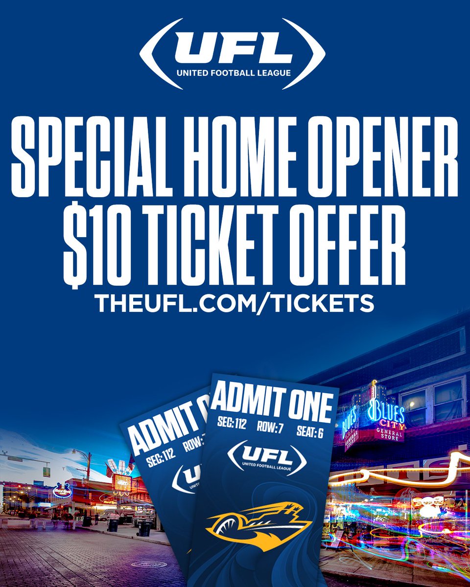 UFLShowboats's tweet photo. Started the season with a W, next stop Memphis 📍🏟️

We'll see you for our home opener on Saturday, April 6th, Showboats fans 🚤

Get tickets starting as low as $10 (fees apply) 👉 https://t.co/eOupk8H4eC https://t.co/L3j702GzgE