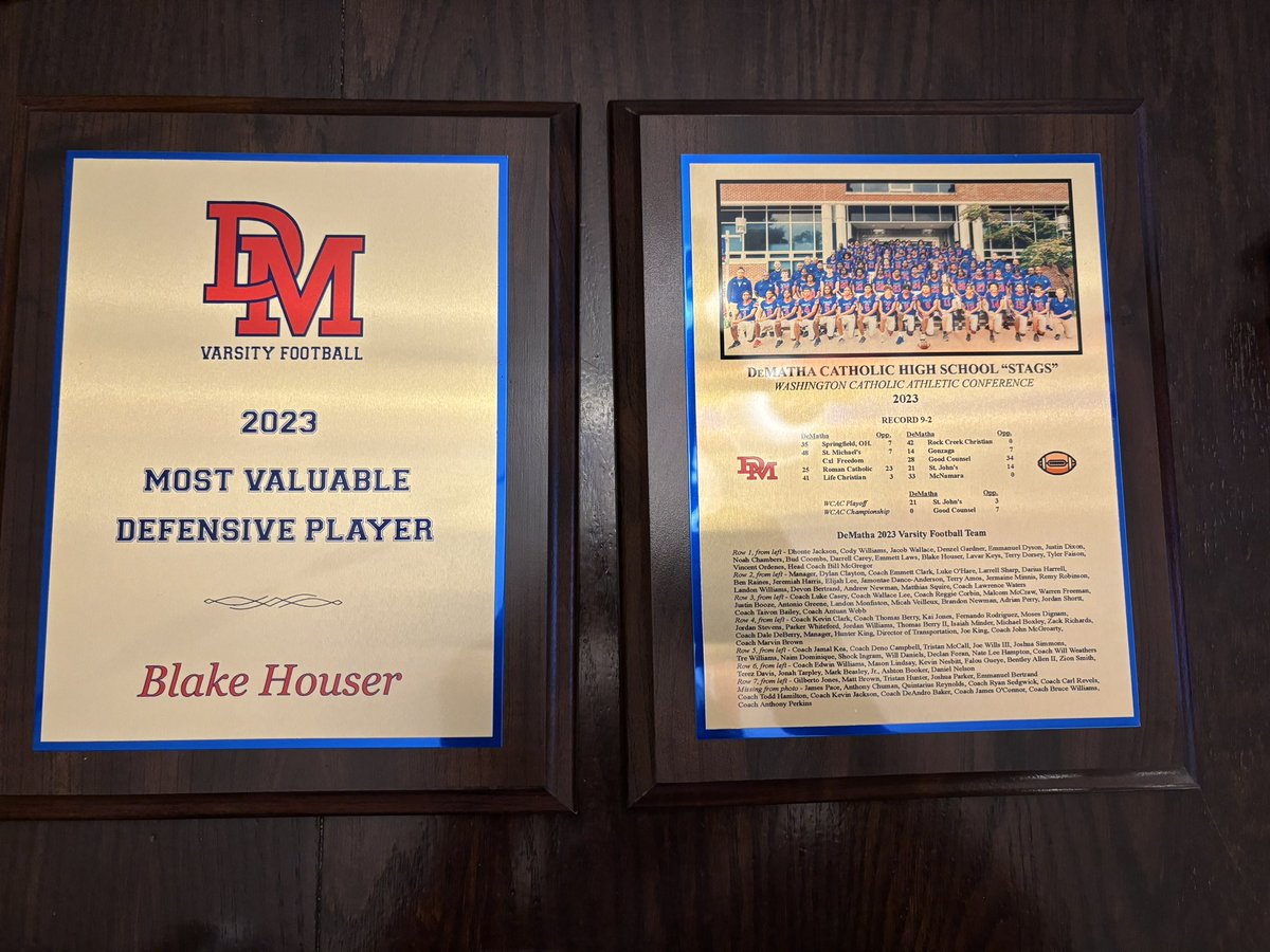 BlakeHouser33's tweet photo. Wanted to thank everyone on the Dematha football staff and my teammates for a great season ❤️💙 https://t.co/T7VZCXh38H