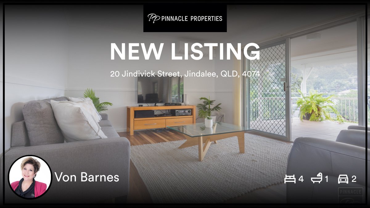 🛌 4 🛀 1 🚘 2 📍 20 Jindivick Street, Jindalee, QLD, 4074 My latest listing on RateMyAgent. rma.reviews/KMKFLquWi8Gt ... #ratemyagent #realestate #Pinnacle_Properties_QLD