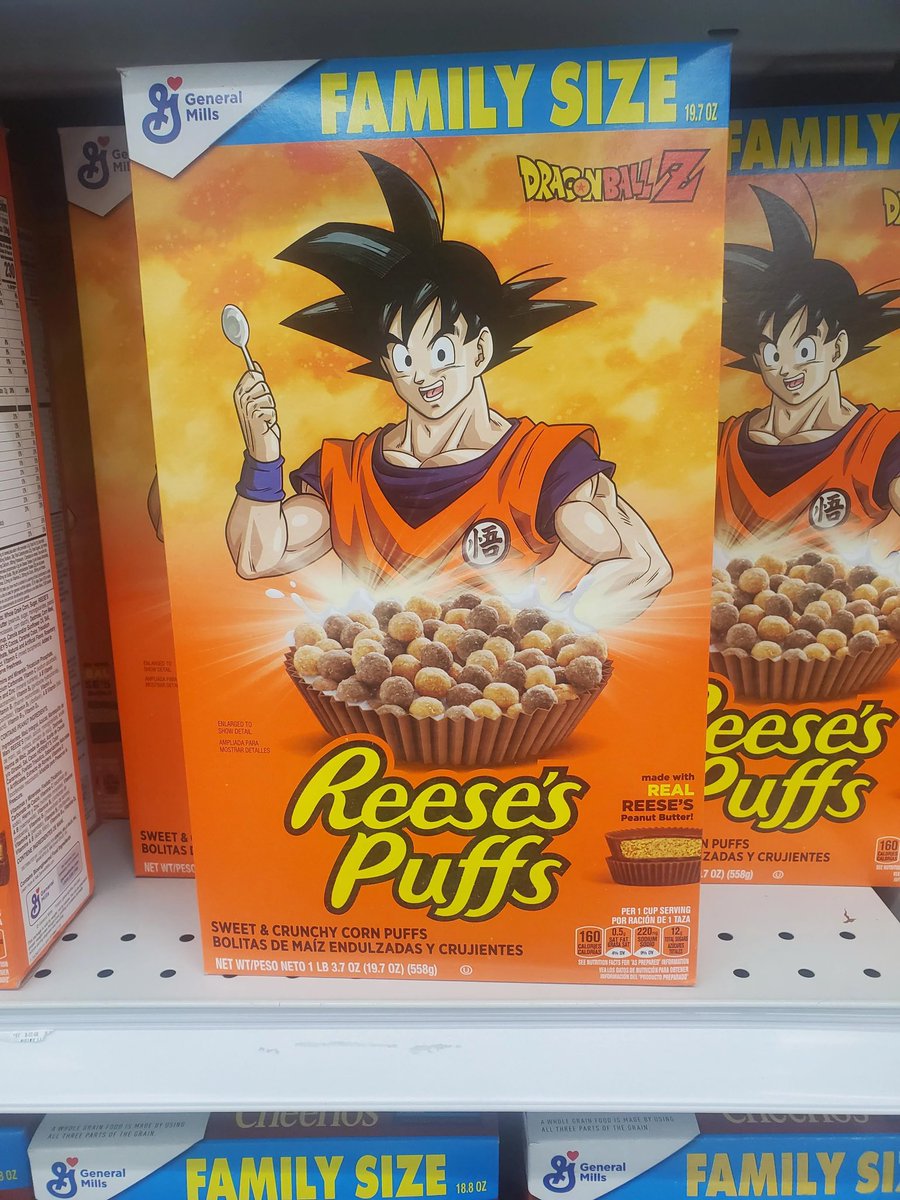 Got slightly emotional looking at Akira Toriyama’s Reese’s Puffs cereal at the store today.