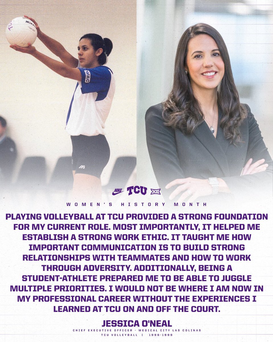 Wrapping up Women’s History Month honoring our girl Jess! Playing at TCU for 4 seasons, she’s now leaving her mark on the DFW community. #GoFrogs