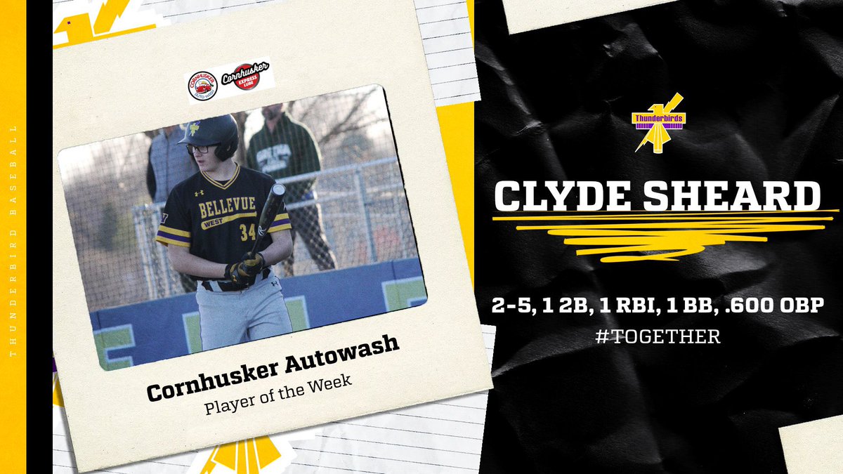 Bellevue West Thunderbirds Baseball (@t_birdsbaseball) on Twitter photo Congratulations to Brayden Woodard, Dawson Steele & Clyde Sheard on being named our Cornhusker Auto Wash Players of the Week! <a href="/TbirdEMPIRE/">Bellevue West</a> <a href="/BW_JV_Baseball/">Bellevue West JV Baseball</a> <a href="/BWestReserves/">Bellevue West Reserves</a> <a href="/huskerautowash/">Cornhusker Auto Wash</a> #TOGETHER #TBIRDSBASEBALL #CAW Congratulations to Brayden Woodard, Dawson Steele & Clyde Sheard on being named our Cornhusker Auto Wash Players of the Week! <a href="/TbirdEMPIRE/">Bellevue West</a> <a href="/BW_JV_Baseball/">Bellevue West JV Baseball</a> <a href="/BWestReserves/">Bellevue West Reserves</a> <a href="/huskerautowash/">Cornhusker Auto Wash</a> #TOGETHER #TBIRDSBASEBALL #CAW