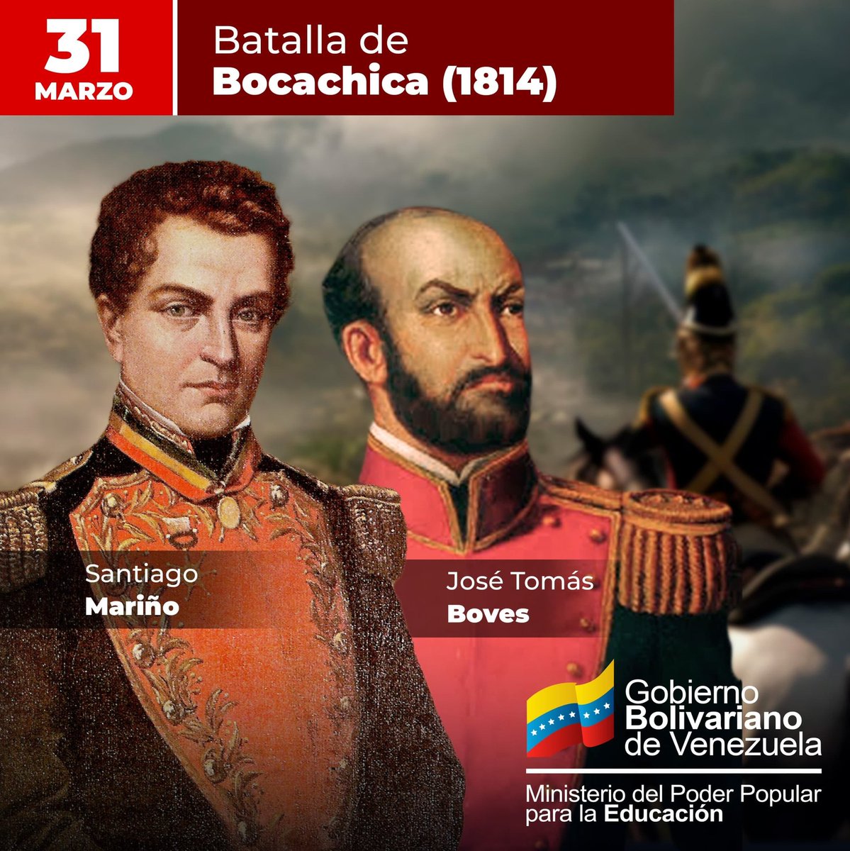 ¡Una gesta libertaria! Honramos el coraje de nuestros patriotas. Bajo el liderazgo de Santiago Mariño, desafiaron a José Boves por la libertad de la nación. Su espíritu indomable nos inspira en la lucha por nuestra soberanía. @Nicolasmaduro @MPPEDUCACION