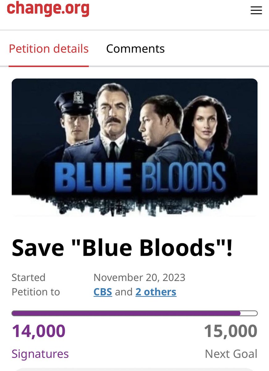 Knew you could do it!!!!! Next up 15K. Keep sharing 💙 #SaveBlueBloods change.org/p/save-blue-bl…