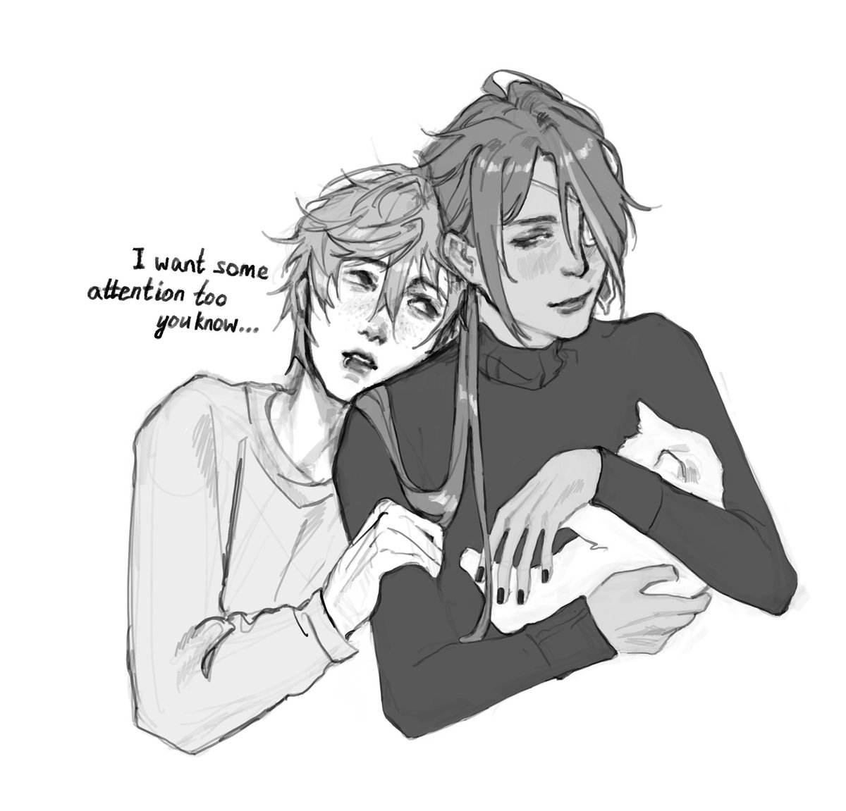 when your bf is jealous of your cat

#chaeya #childe #tartaglia #kaeya #genshin