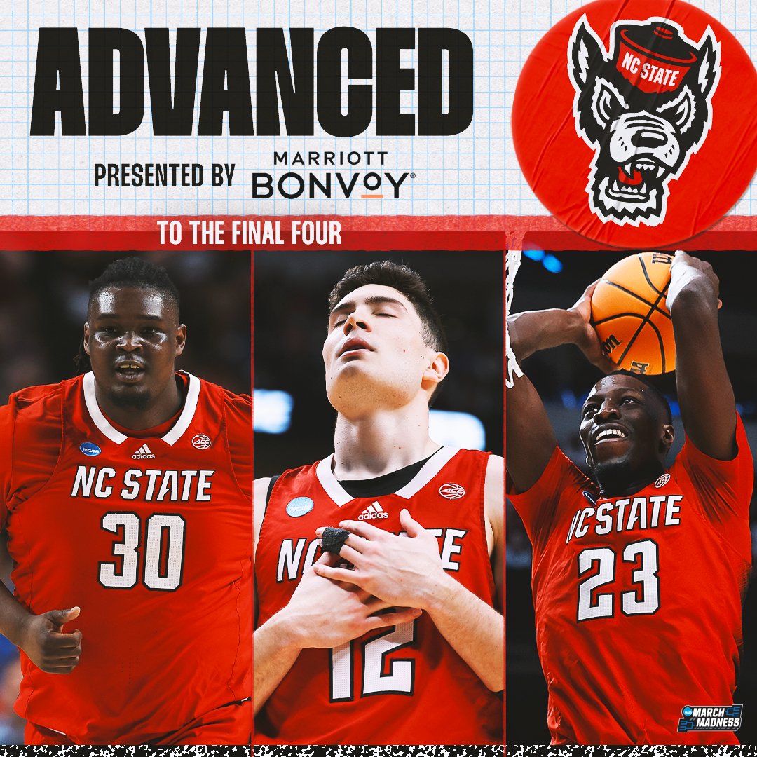 (11) NC STATE'S MAGICAL RUN WILL CONTINUE 😱 The Wolfpack take down in-state rivals (4) Duke 76-64 to advance to the Final Four! #MarchMadness