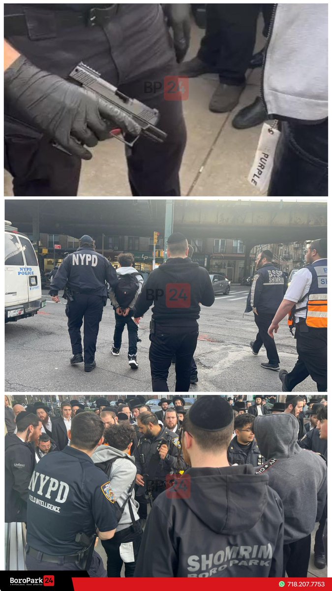 NYPD, with the assistance of Shomrim, arrested two armed suspects who threatened the owner of the 13th Avenue store while trying to steal a moped. A gun and machete were recovered at the scene. Full story to come.