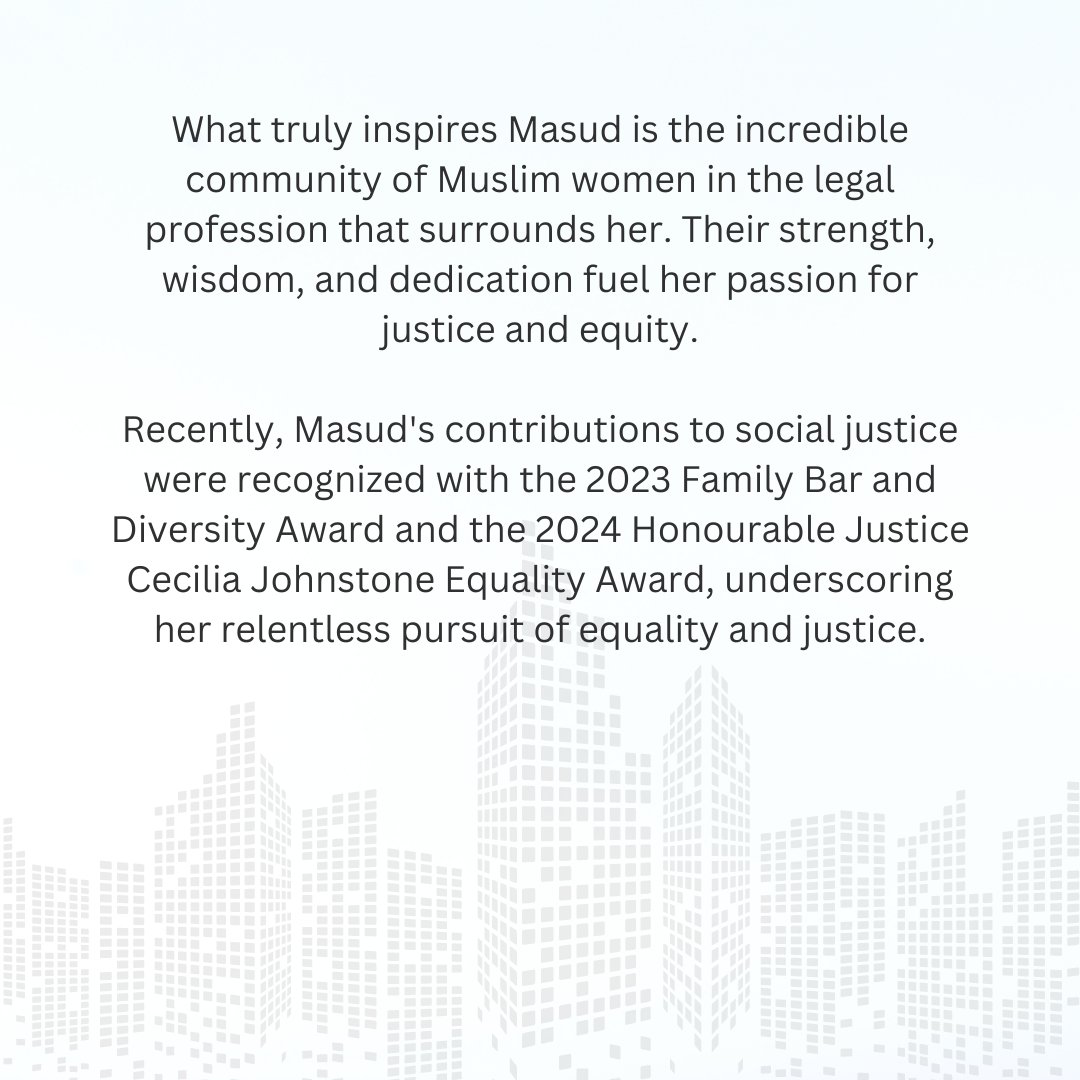 In recognition of Women’s History Month, CMLA Alberta Chapter is honouring Muslim women in the legal profession in Alberta. Today we highlight Sadia Masud.