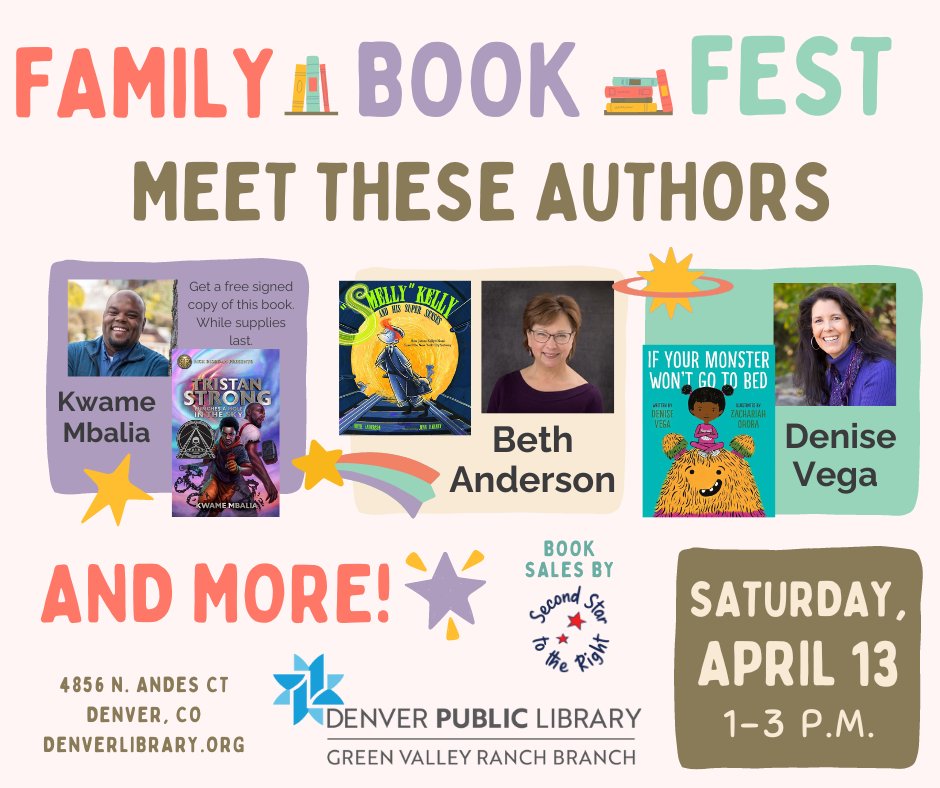 Hey, Denver area, there's a book fest happening for kids age 0-12 and their grown ups! 🥳📚😍 Meet an author. Make a craft. Learn something new! And guess what? Each child gets a free book! I can't wait to meet you! @astrakidsbooks @ForGrowingMinds @SCBWIRockyMtn