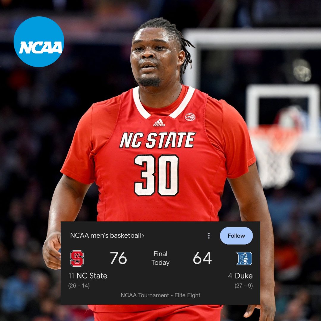 NC State has taken COMPLETE control of the great state of North Carolina.  America’s team is going to the Final 4.  1983 is now.