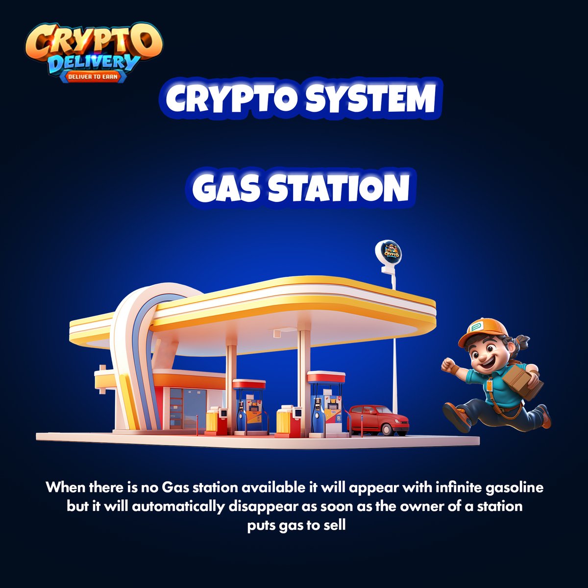 📣 Hello everyone, we are launching the CryptoSystem gas station, when there is no gas station available it will appear with infinite gasoline, but it will automatically disappear as soon as the owner of a gas station puts gas to sell, this will mean that all players can play