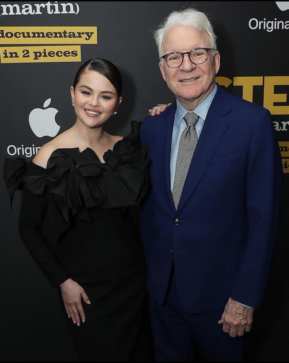 GomezSource2's tweet image. Selena Gomez &amp;amp; Steve Martin at the premiere of his documentary in NYC 🖤