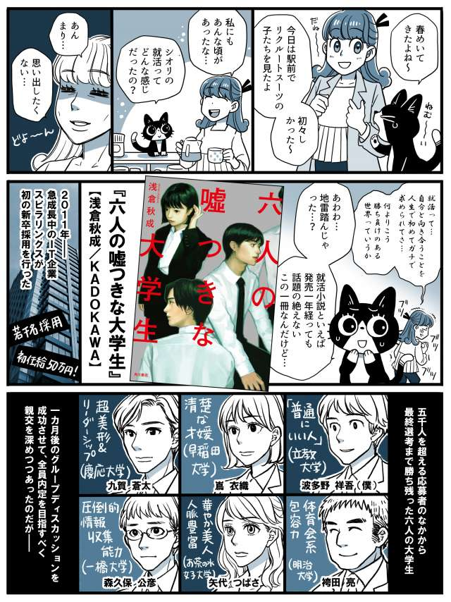 #六人の嘘つきな大学生
映画のキャストが超豪華で楽しみ…!
原作は、シオリとスピンも過去にご紹介してます。

https://t.co/6U46JkcMAv
マンガの後半はこちらからどうぞ☝✨
(映画だと、実在の大学名は使われないのかな…) 