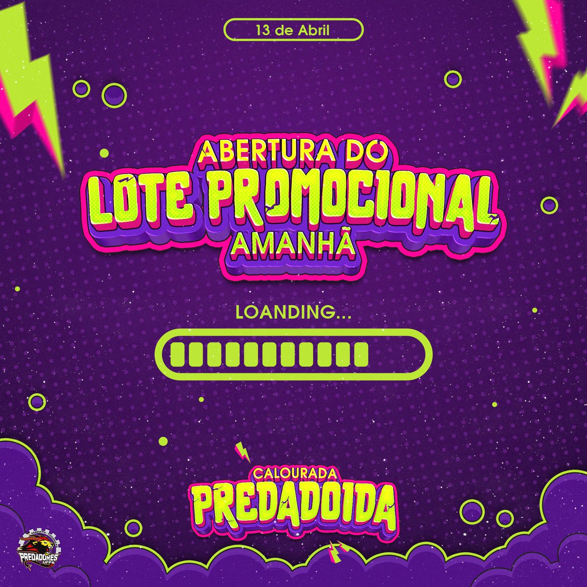 PredadoresE's tweet photo. 🚨 LOTE PROMOCIONAL: DEFERIDO! 🚨

Loading... 🎉🎓 Preparem-se, pessoal! Amanhã é o grande dia em que o LOTE PROMOCIONAL sai de “em análise” para “APROVADO”!!! Então corram para garantir seus ingressos para a CALOURADA PREDADORA! Fiquem ligados para não perder https://t.co/t9HolghBj8