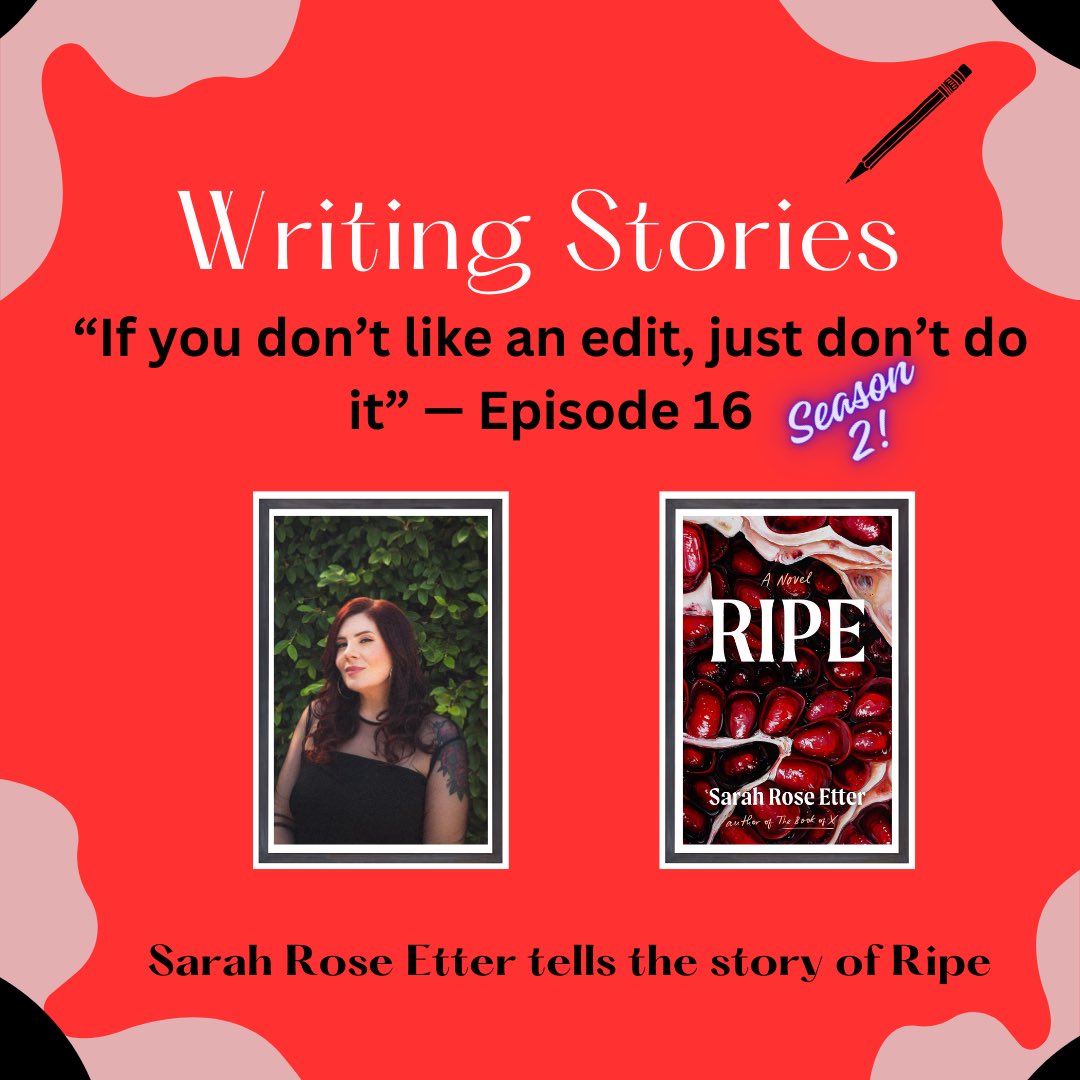 Come hear @sarahroseetter talk about her best-seller RIPE, Target friends, getting a NYT review, and the agonies and ecstasies of being edited podcasts.apple.com/us/podcast/wri…