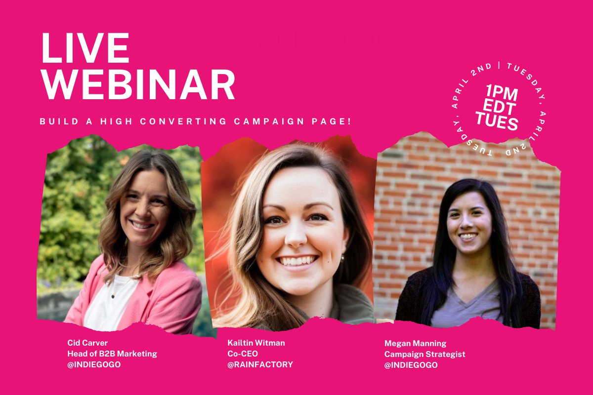 The Indiegogo Decoded: The Blueprint to Building a Winning Crowdfunding Campaign Page LIVE WEBINAR goes live in 48 hours! Join us at 1PM ET on Tuesday, April 2nd - SAVE YOUR SPOT HERE: bit.ly/43zSMYM